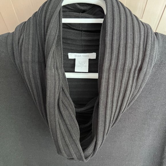 Joan Vass Black Geometric Cowl Neck Pullover 100% Cotton Sweater Size 3 - Picture 3 of 10